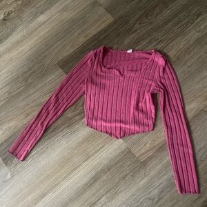 SHEIN Pink Ribbed Crop Top
